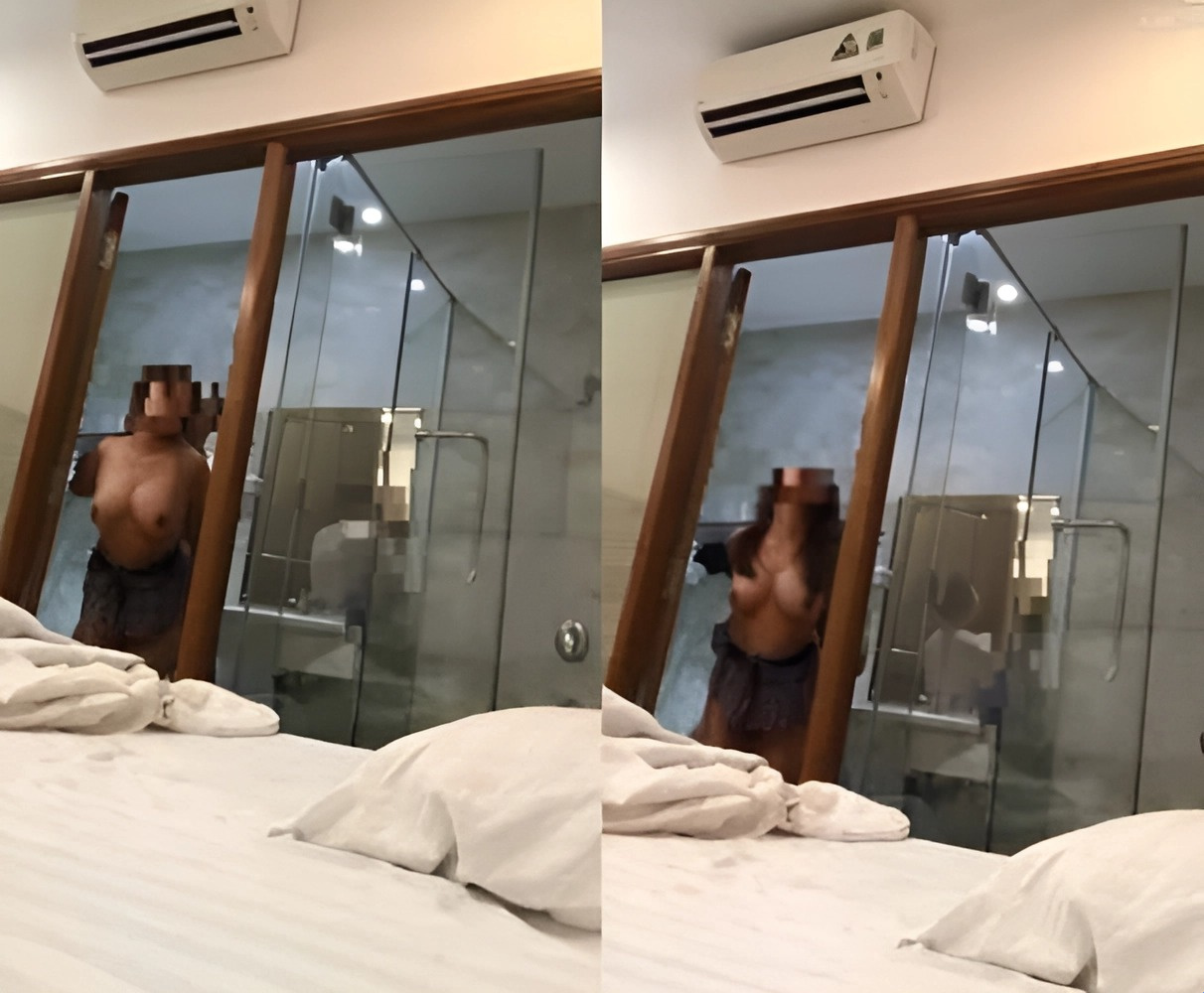 Une étudiante aux gros seins aime un chien dans la salle de bain